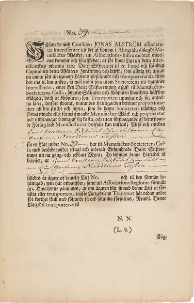 100 riksdaler riksmynt, Alingsåhs Manufactur , 1728-12-31