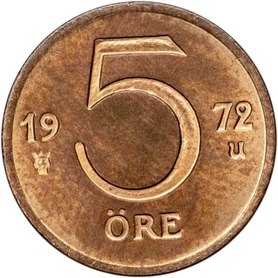 5 öre, Stockholm, Gustaf VI Adolf, 1972